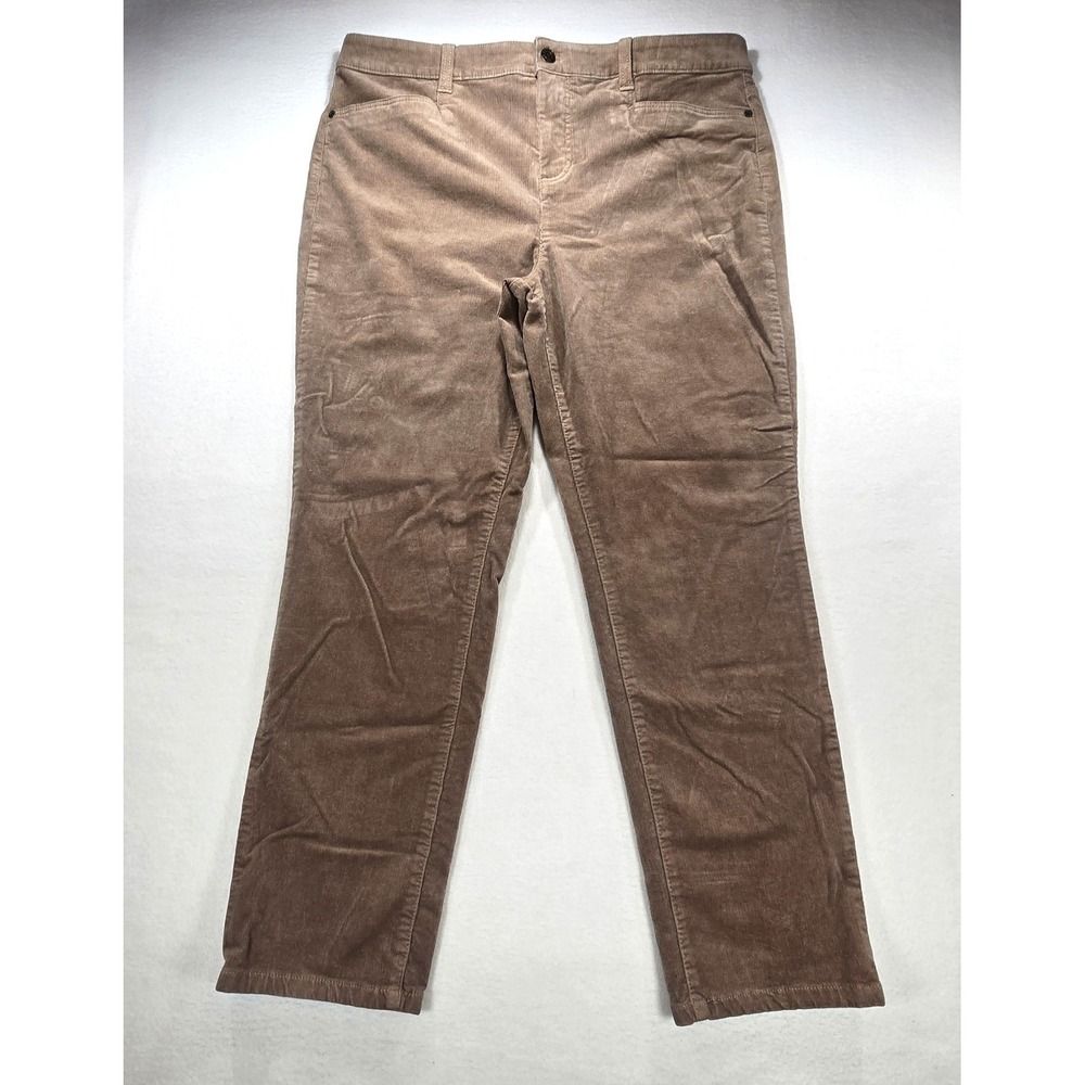 Talbots Simply Flattering Straight Corduroy Pants Tan Brown Women 16P Petite